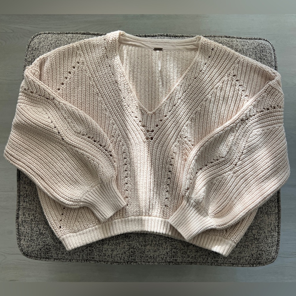 Free People Cozy Knit V-Neck Sweater